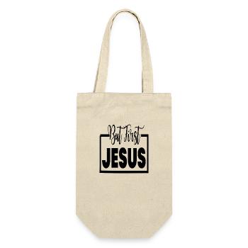 But first Jesus - Geschenkbeutel für Flaschen - Natur - Vorne