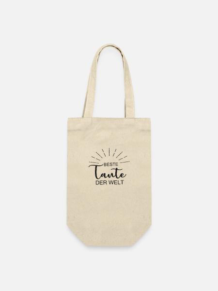 Beste Tante der Welt, Patentante, Geschenk Tante - Geschenkbeutel für Flaschen - Natur