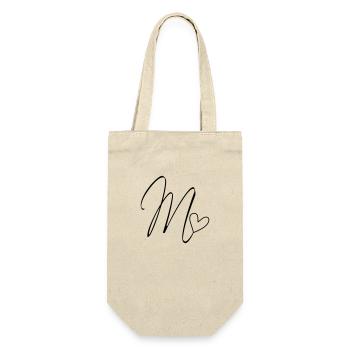 Buchstabe M Buchstabe-M Kalligrafie - Geschenkbeutel für Flaschen - Natur - Vorne