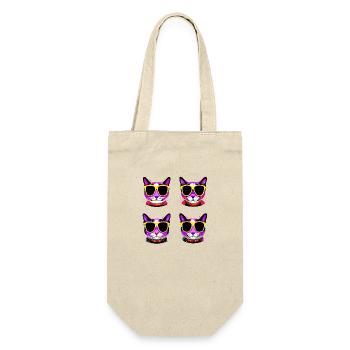katze brille lila - Geschenkbeutel für Flaschen - Natur - Vorne