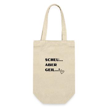 SCHEU ABER GEIL - Geschenkbeutel für Flaschen - Natur - Vorne