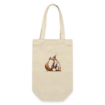Cooler Fuchs spielt mit Bier - Geschenkbeutel für Flaschen - Natur - Vorne