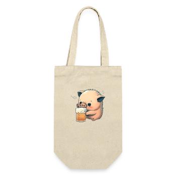 Sweet pig drinks BIer - Gift Bag for Bottles - nature - Front