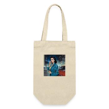 Vintage Girl - Geschenkbeutel für Flaschen - Natur - Vorne