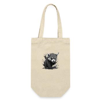 panda - Geschenkbeutel für Flaschen - Natur - Vorne