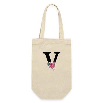 Buchstabe v blumig - Geschenkbeutel für Flaschen - Natur - Vorne
