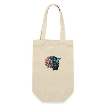 Half Vintage Flower brain Batterfly Ur-Tshirt - Geschenkbeutel für Flaschen - Natur - Vorne
