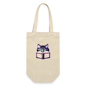 Cat Book Reading Domestic Cat Books Kitten Cat - Gift Bag for Bottles - nature - Front