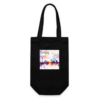 skyline berlin watercolor - Geschenkbeutel für Flaschen - Schwarz - Vorne
