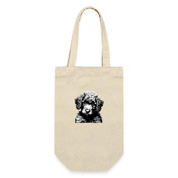 Pudel Hundewelpe Pudelwelpe Hundehalter Hundeliebe - Geschenkbeutel für Flaschen - Natur - Vorne