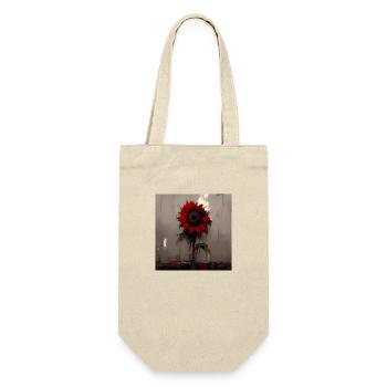 Gloomy red sunflower in watercolor - Gift Bag for Bottles - nature - Front