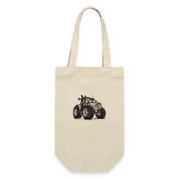 Schwere Landmaschine Feld Motor Schlepper - Geschenkbeutel für Flaschen - Natur - Vorne