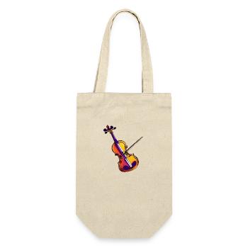 Geige Orchester Geigenspieler Musik Violine - Geschenkbeutel für Flaschen - Natur - Vorne