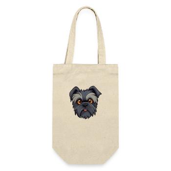 Affenpinscher Hund Kopf im Comic Cartoon Look - Geschenkbeutel für Flaschen - Natur - Vorne