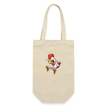 Lachendes Cartoon-Huhn - Geschenkbeutel für Flaschen - Natur - Vorne