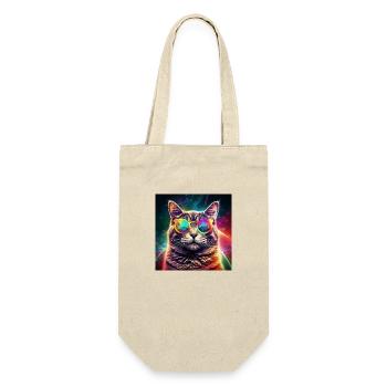 Kosmischer Katzenflair - Geschenkbeutel für Flaschen - Natur - Vorne