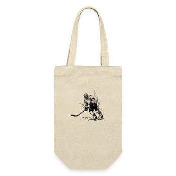 Cooler Eishockey Spieler Fan Motiv - Geschenkbeutel für Flaschen - Natur - Vorne