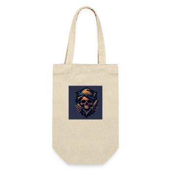 Piraten Totenkopf Skull - Geschenkbeutel für Flaschen - Natur - Vorne