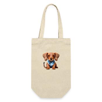 Hundehalter Dachshund Hund Hunde Hundebesitzer - Geschenkbeutel für Flaschen - Natur - Vorne
