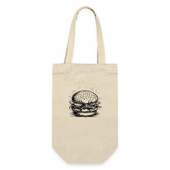 Hamburger Burger Fastfood Grillen Cheeseburger - Geschenkbeutel für Flaschen - Natur - Vorne