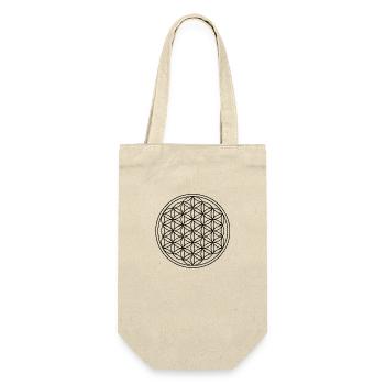 chakra blume des lebens lebensblume yoga schwarz - Geschenkbeutel für Flaschen - Natur - Vorne