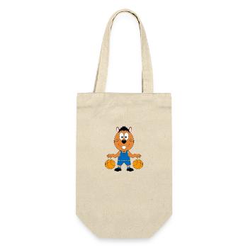 BASKETBALL - SPORT - BIBER - TIER - KIND - BABY - Geschenkbeutel für Flaschen - Natur - Vorne
