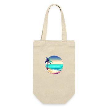 Palmen Sommerurlaub Strand Insel Sonne Palme - Geschenkbeutel für Flaschen - Natur - Vorne