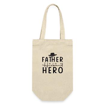 Father Husband Hero - Geschenkbeutel für Flaschen - Natur - Vorne