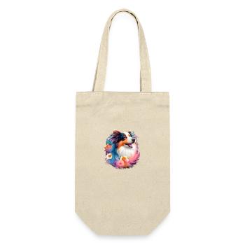 Australian Shepherd - Geschenkbeutel für Flaschen - Natur - Vorne
