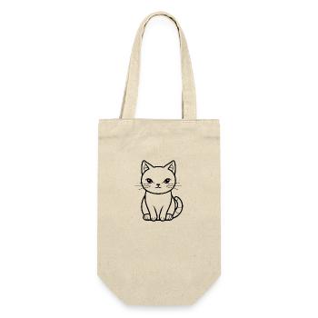 Katze Katzen Kätzchen Katzendame - Geschenkbeutel für Flaschen - Natur - Vorne