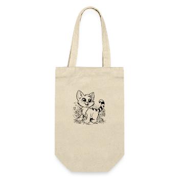 Katze Katzen Kätzchen Katzendame - Geschenkbeutel für Flaschen - Natur - Vorne