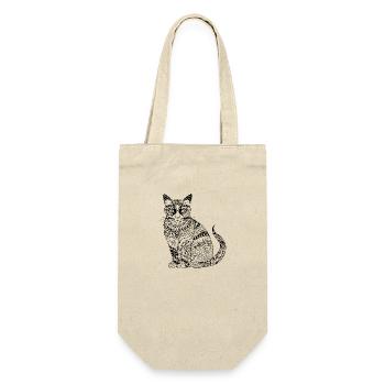 Katze Katzen Kätzchen Katzendame - Geschenkbeutel für Flaschen - Natur - Vorne
