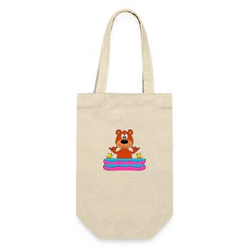 SHAKA - POOL - PLANSCHBECKEN - TEDDY - BÄR - BABY - Geschenkbeutel für Flaschen - Natur - Vorne