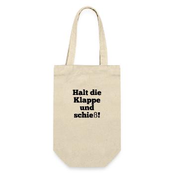 T-Shirt "Halt die Klappe und schieß" - Geschenkbeutel für Flaschen - Natur - Vorne