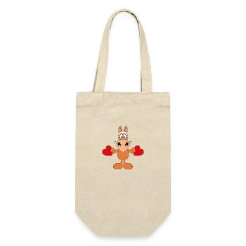 PFERD - PONY - HERZEN - LIEBE - LOVE - TIER - KIND - Geschenkbeutel für Flaschen - Natur - Vorne