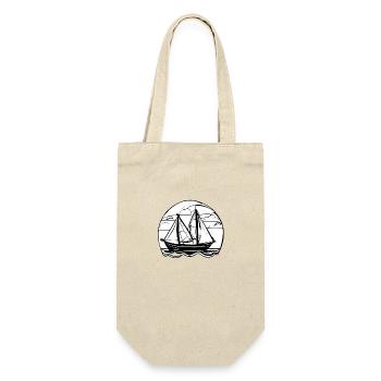 Segler Segelschiff Segeln Segelsport Segelboot - Geschenkbeutel für Flaschen - Natur - Vorne