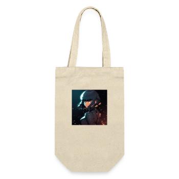 Cybernetic Enigma: Mysterious Anime-Style Woman - Gift Bag for Bottles - nature - Front