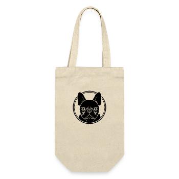Französische Bulldogge Frenchie Boston Terrier - Geschenkbeutel für Flaschen - Natur - Vorne