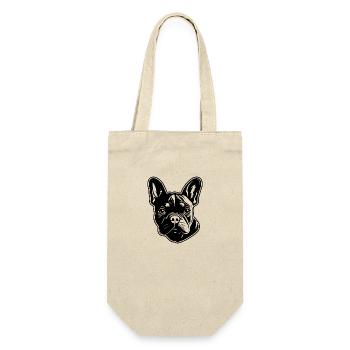 Französische Bulldogge Frenchie Boston Terrier - Geschenkbeutel für Flaschen - Natur - Vorne
