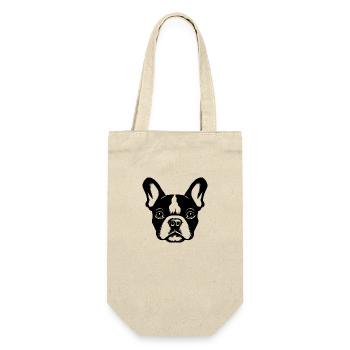 Französische Bulldogge Frenchie Boston Terrier - Geschenkbeutel für Flaschen - Natur - Vorne