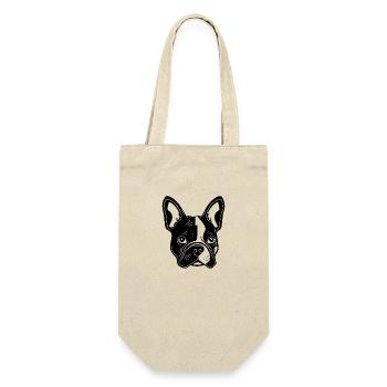 Französische Bulldogge Frenchie Boston Terrier - Geschenkbeutel für Flaschen - Natur - Vorne