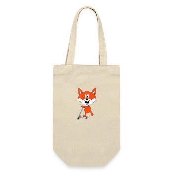ROLLER - FUCHS - E-ROLLER - SCHLAUER FUCHS - TIER - Geschenkbeutel für Flaschen - Natur - Vorne