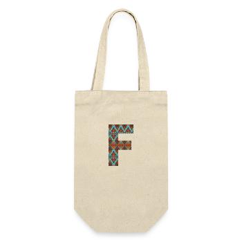 Letter F- boho design, Colorful monogram - Gift Bag for Bottles - nature - Front