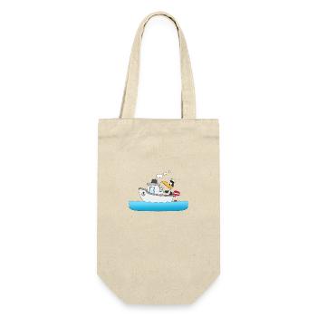 KAPITÄN - BOOT - SCHIFF - PINGUIN - MEER - Geschenkbeutel für Flaschen - Natur - Vorne