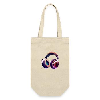 Kopfhörer Sänger Musik hören Gesang Musiker Gamer - Geschenkbeutel für Flaschen - Natur - Vorne