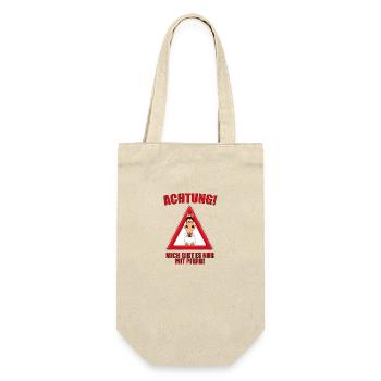 ACHTUNG! MICH GIBT ES NUR MIT PFERD! - HOCHZEIT - Geschenkbeutel für Flaschen - Natur - Vorne