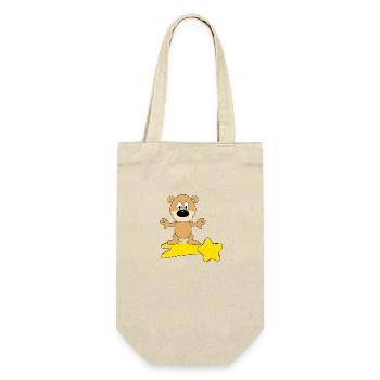 STERNSCHNUPPE - SURFER - TEDDY - BÄR - TEDDYBÄR - Geschenkbeutel für Flaschen - Natur - Vorne