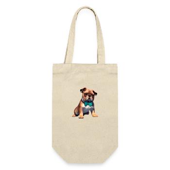 Hund Bulldogge Hunde Hundehalter Hundebesitzer - Geschenkbeutel für Flaschen - Natur - Vorne