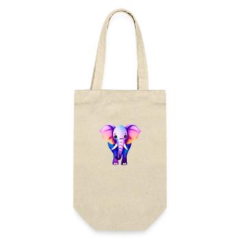 Süßer Elefant - Geschenkbeutel für Flaschen - Natur - Vorne