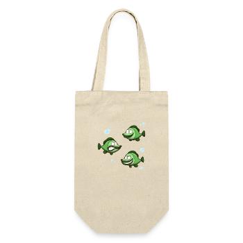 Drôle de poisson avec différentes expressions - Sac à bouteille - nature - Devant